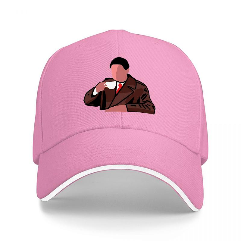 Unisex IN SUIT DRINKING COFFEE CLASSIC BASEBALL CAP BLACK WITH WHITE TRIM STYLISH DESIGN FOR EVERYDAY WEAR FASHION ACCESSORY