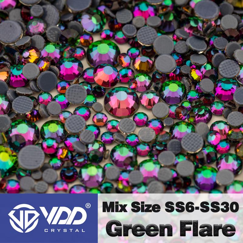 VDD High-Quality Mixed Size Rhinestones: SS6-SS30 Glass Crystal Hot Melt Adhesive Flat Back