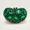 WHTUOHENG Green Stone Bags Heart Shape Silver Crystal Evening Purses Women's Diamond Wedding Bridal Clutches  Rhinestone Bags