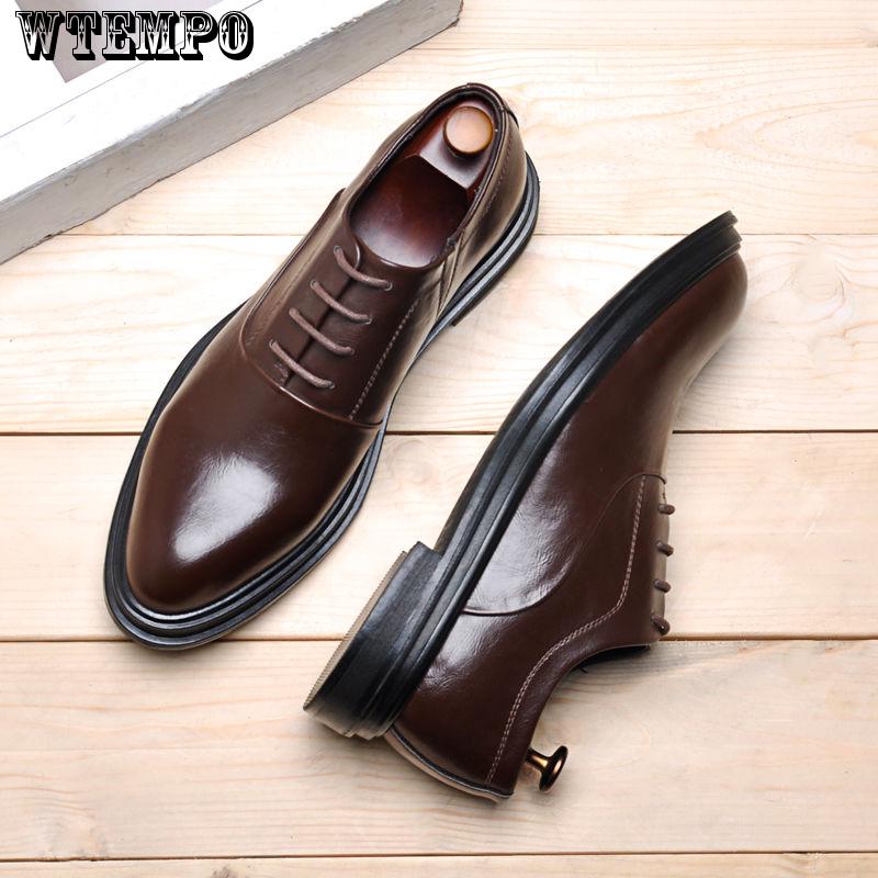 Men's Business Dress Casual Shoes British Pointed Increase Brock Men's Shoes Wedding Shoes