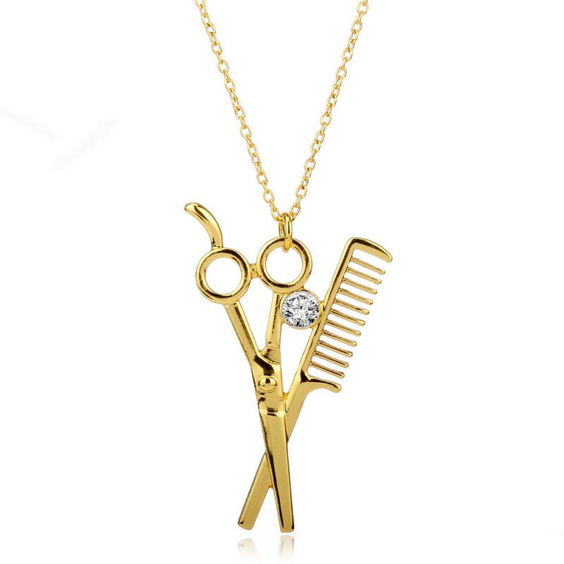 

Stylish Trending Jewelry Necklace With Alloy Scissor Charm For Men And Women Gold