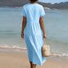 Damen Sommer Mode V-Ausschnitt Kurzarm Farbe Lässig Spitze Patchwork Kleid