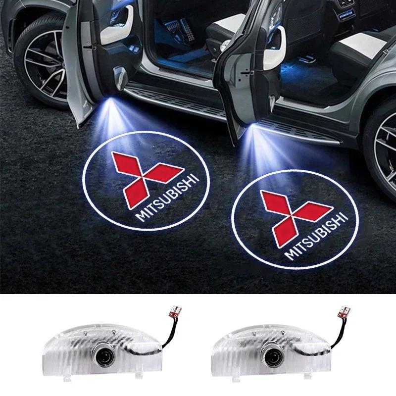 2PCS Car Door Welcome Light Led Projector Lamp for Mitsubishi Pajero 2008-2020 Grandis 2009 Auto Accessories