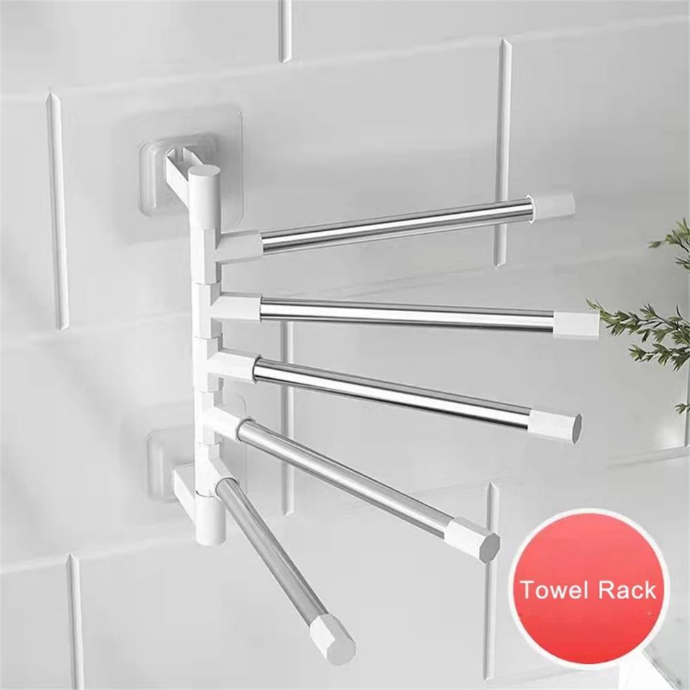 Bathroom Tools Punch-free Wall-mounted Rotating Towel Bath Towel Rack Space Aluminum Multi-layer Hanging Rod Rack For El Gym