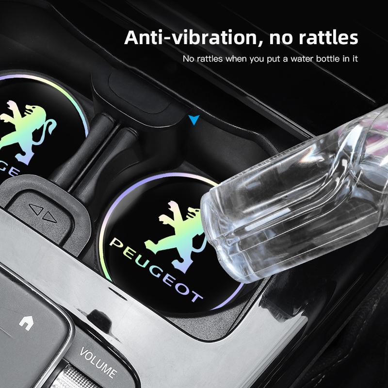 2Pcs Car Emblem Water Cup Pad Color Insulated Coasters Mat For Peugeot 206 307 308 3008 207 208 407 408 4008 508 2008 5008 301