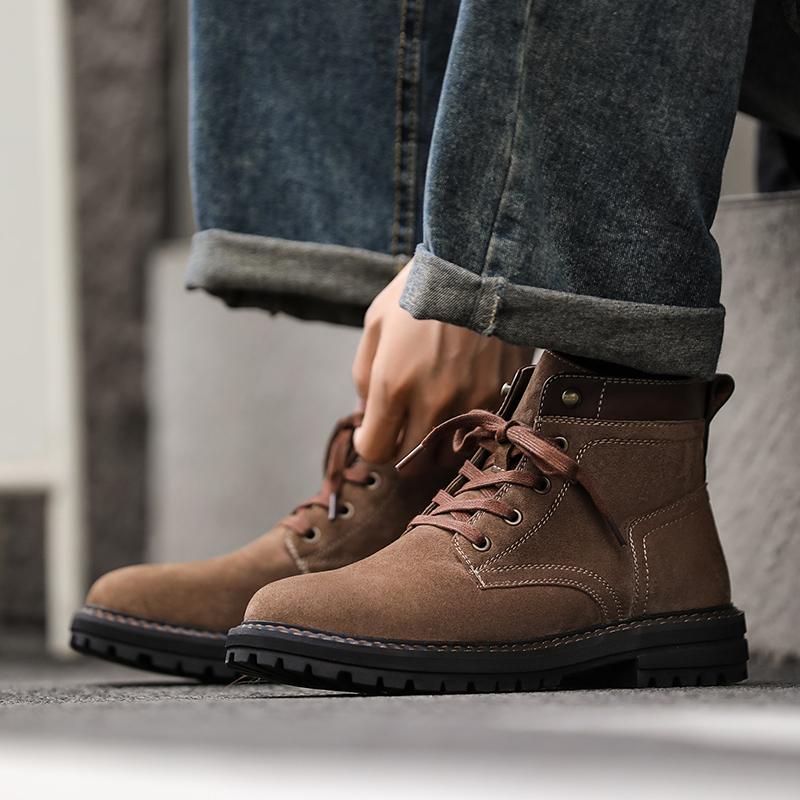 Workwear Ankle Men's Leather Boots High-quality Men's Cowhide Suede Fashionable and Versatile Outdoor Work Boots Desert Shoes