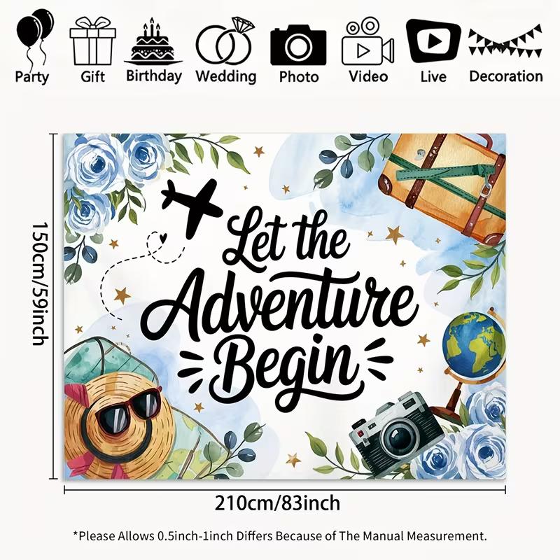 2D Let the Adventure Begin Backdrop Bridal Shower Wedding Engagement Party 47.2x31.5inch/120*80cm