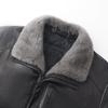 FIRS Men's Goose Down Lined Genuine Leather Jacket with Mink Collar