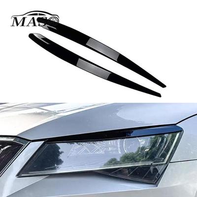 Glossy Black Car Head Light Lamp Eyebrow Eyelid Cover Trim for Skoda Superb B8 2015 2016 2017 2018