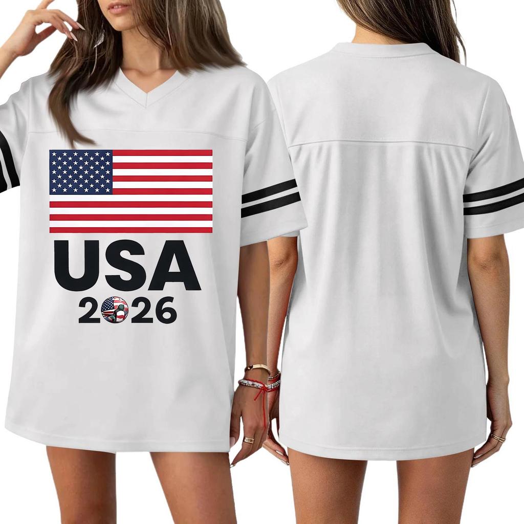 Women's Casual & Stylish V-Neck Sports — Print Short-Sleeve Athletic T-Shirt Top