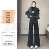 2026 Autumn/Winter High-Waisted Velvet Wool Flare Pants - Women's Floor-Length Casual Style