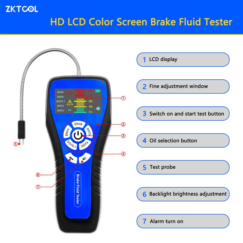 

4-piece brake fluid test tool kit new brake fluid tester brake pad ruler brake pad detection pen brake oil pipe joint