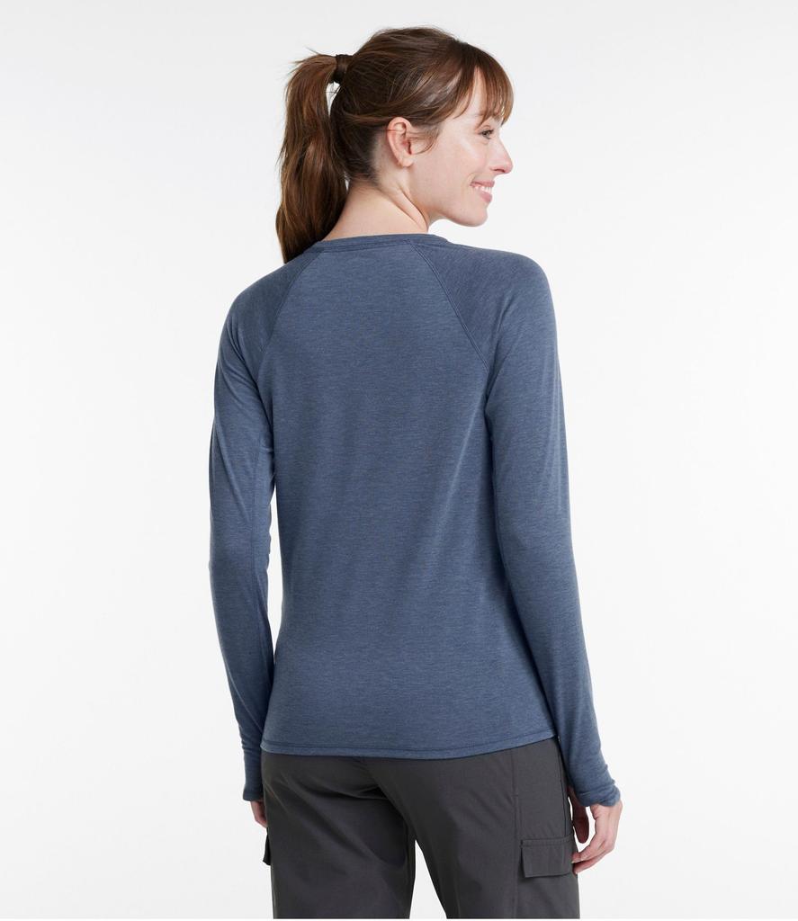 LL Bean Everyday Sunsmart Long Sleeve Crew US Size Nautical Navy 1000216100 Women's Tee, Neck, Fit, Regular, Small, Blue,