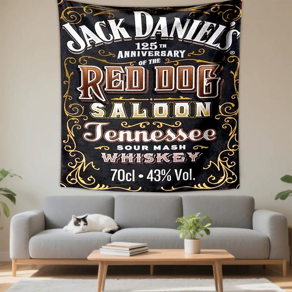 Jack Daniels Red Dog Saloon 125th Whiskey Label Bar Bohemian Tapestry for Fans Home Decor