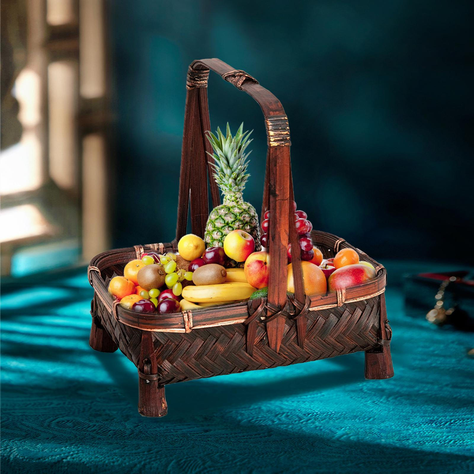 

Корзина для хлеба, бамбуковый поднос, многофункциональный, с ручкой, для овощей, сервировки, плетеные фрукты Coffee