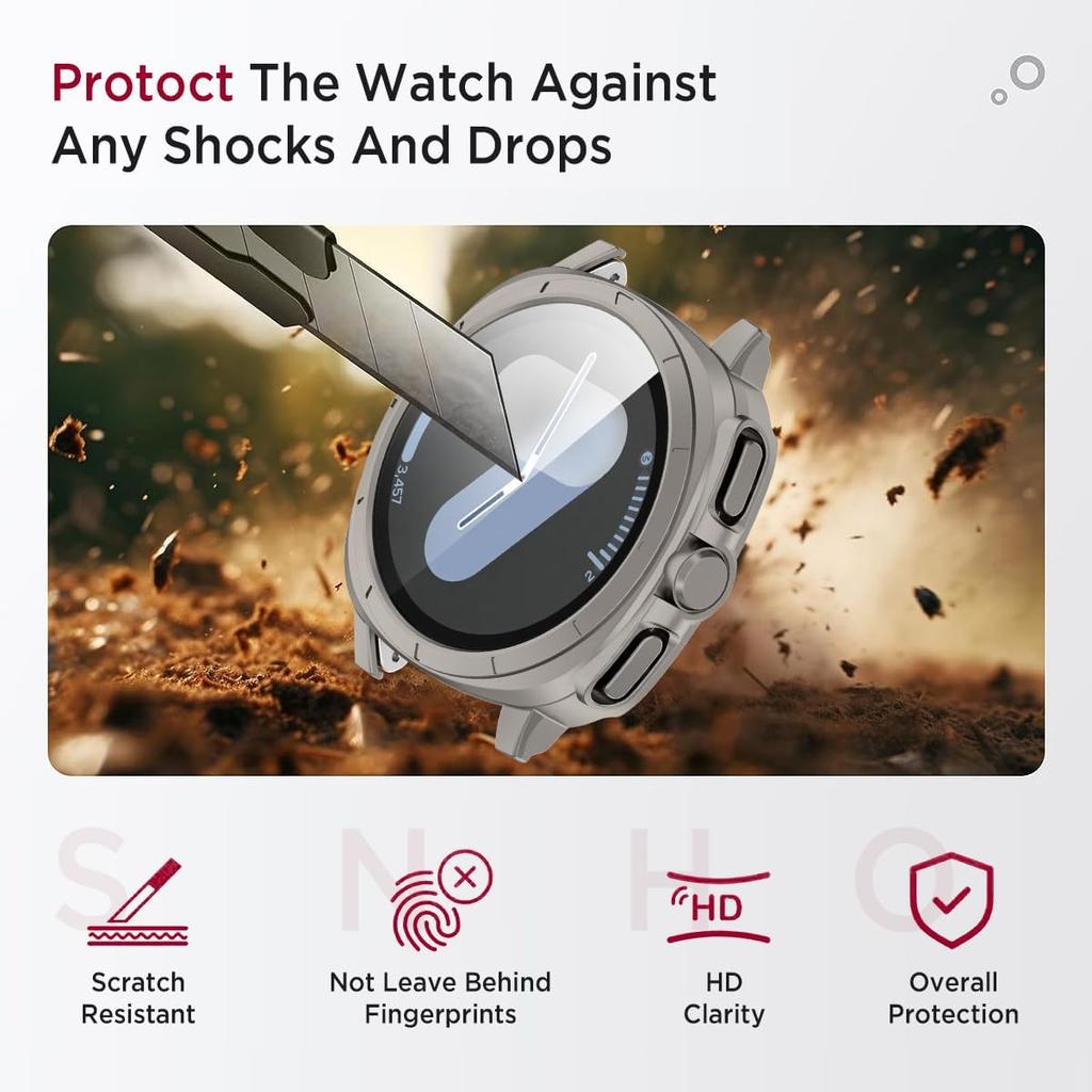 Glass+Case for Samsung Galaxy Watch 7 44/40mm Turning into Ultra 47mm Upgrade All-Around Protective Protector Cover Bumper