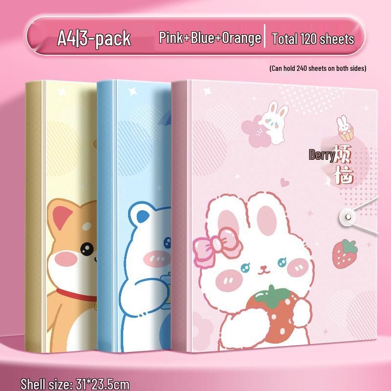 A4 Multi-Layer Transparent Document Folder with Loose-Leaf Inserts for Students