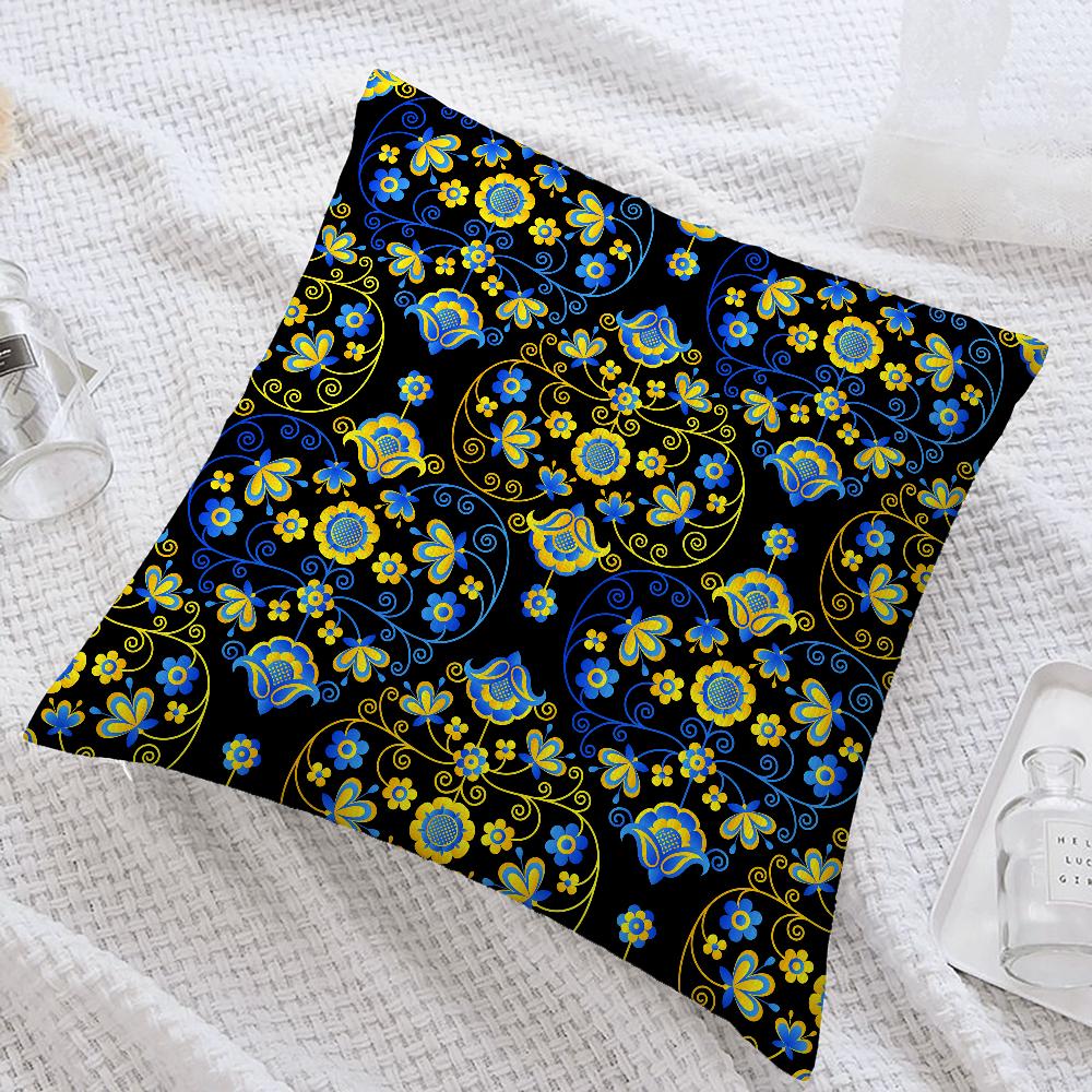 Ukrainian Folk Pattern Pillow Case Sofa Decorative Home Double-sided Printing Short Plush Cushion Cover Throw Pillow Cover Gifts
