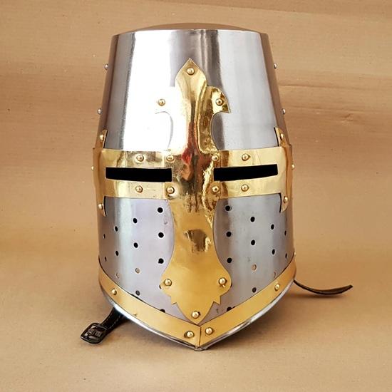 Medieval Crusader Knights Templar Armour Helmet Steel Brass Historical Collectible Costume Armor Gift