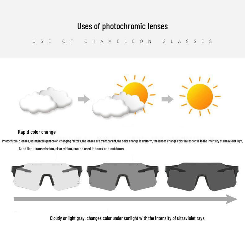 Photochromic Windproof Cycling Glasses for Men & Women - Ideal for Day/Night, Outdoor Sports, Mountaineering, Running, Driving