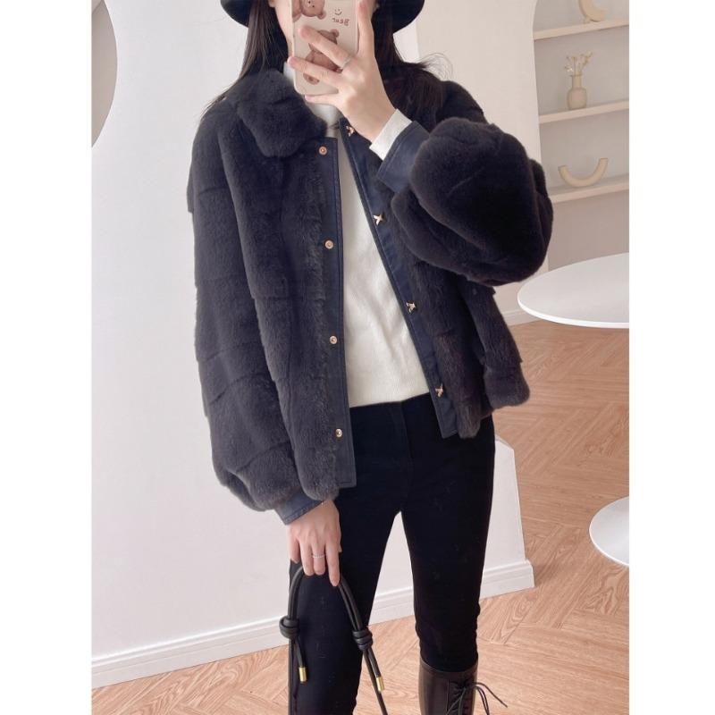 Korean Style Short Fur Collar Coat For Women Mom