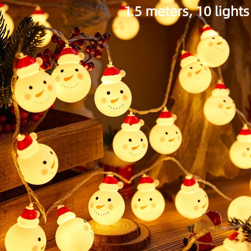 Snowman Led String Lights, Battery Operated Snowman Fairy Lights For Christmas Thanksgiving Fall Indoor Outdoor Home Decor