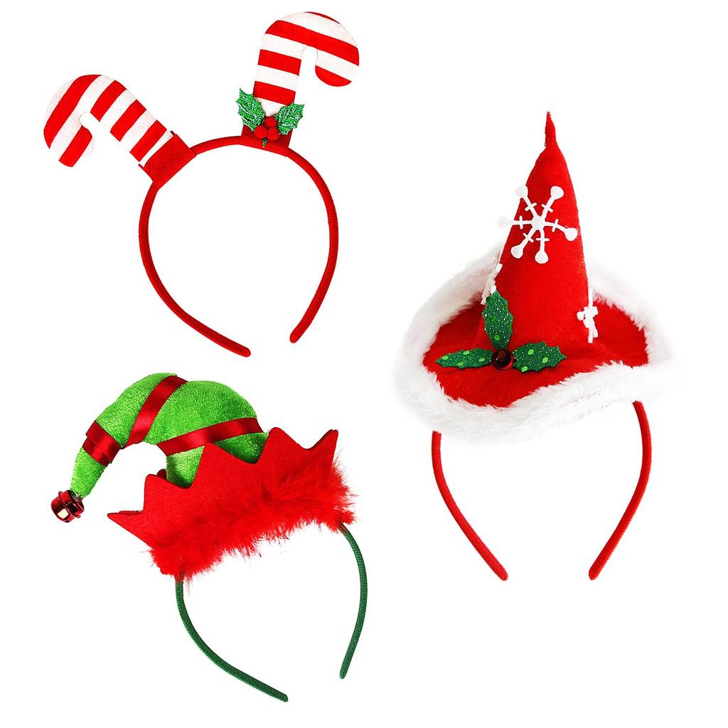 Augsion Christmas Headband, Reindeer, Santa, Christmas Tree Headband, Hair Ornament, Photo Prop, Christmas Party Decoration, Accessory, Cosplay (SET1)