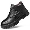 Rindsleder erste Schicht Winter Baumwollschuhe Herren lässige Wärme reine Wolle Herrenstiefel weiche Sohle verdickt Schnürung Krokodilmuster Vaterschuhe