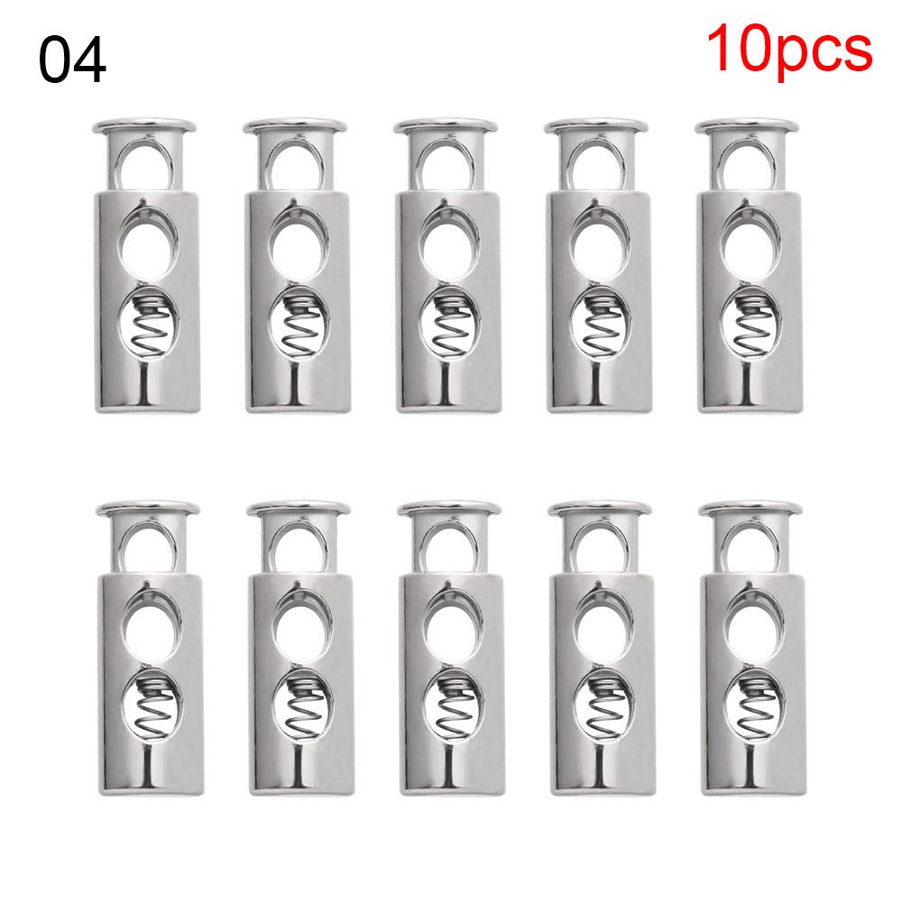 10 pcs Double Hole Metal Stopper Apparel Sewing Accessories Metal Clamp Stopper Cord Lock Toggle Shoelace Sportswear Accessories