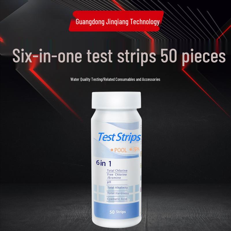 

6-in-1 Pool Test Strips: Total Chlorine, pH, Free Chlorine, Alkalinity, Hardness, Cyanuric Acid 50 strips 6-in-1