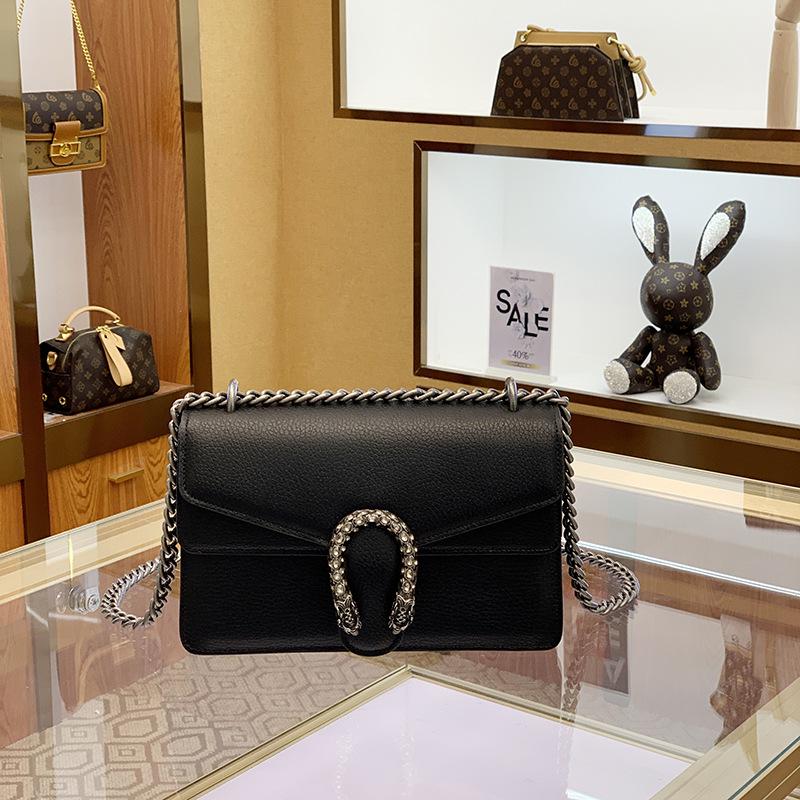 

2024 Женская сумка-мессенджер Dionysus из натуральной кожи в стиле ретро чёрный