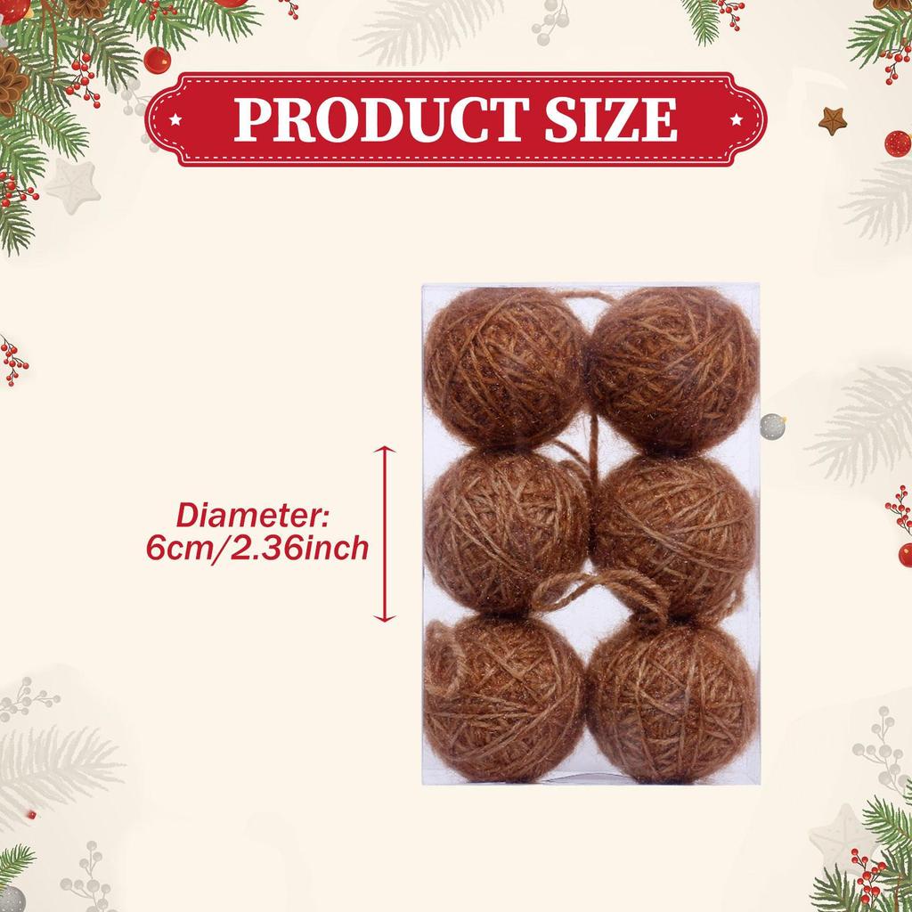 6 Stück Weihnachtskugel-Ornamente Baumhängekugeln mit Schnur Weihnachtsdekoration