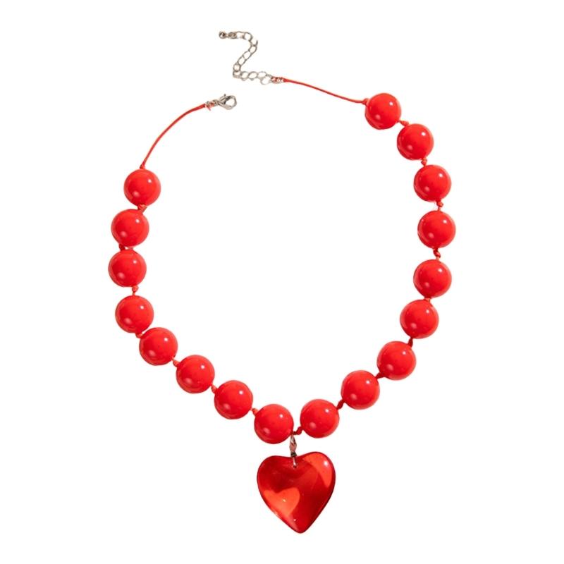 

Elegant Beaded Large Heart Necklace Symbolizing Forever Love And Sophistication For Fashion Forward Women красный