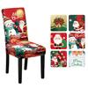 Non Slip Christmas Dining Room Chair Covers Stretchy Washable Xmas Printed Chair Slipcover Protector for Holiday Party Decor