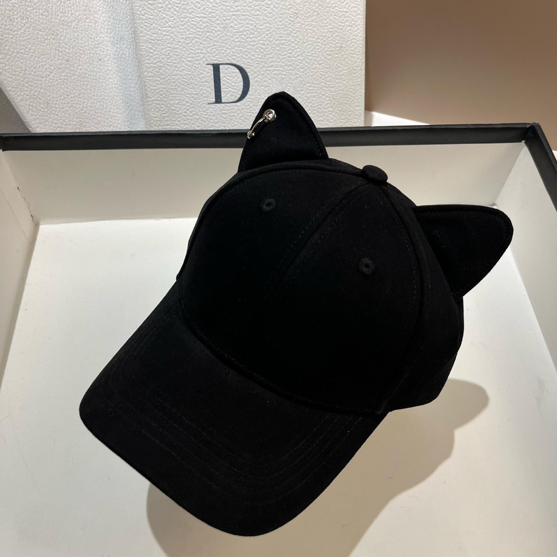 Cute Sweet Hat Ears Baseball Cap Spring And Summer High Quality Casual Shopping Versatile Cute Pet Cap Adjustable чёрный