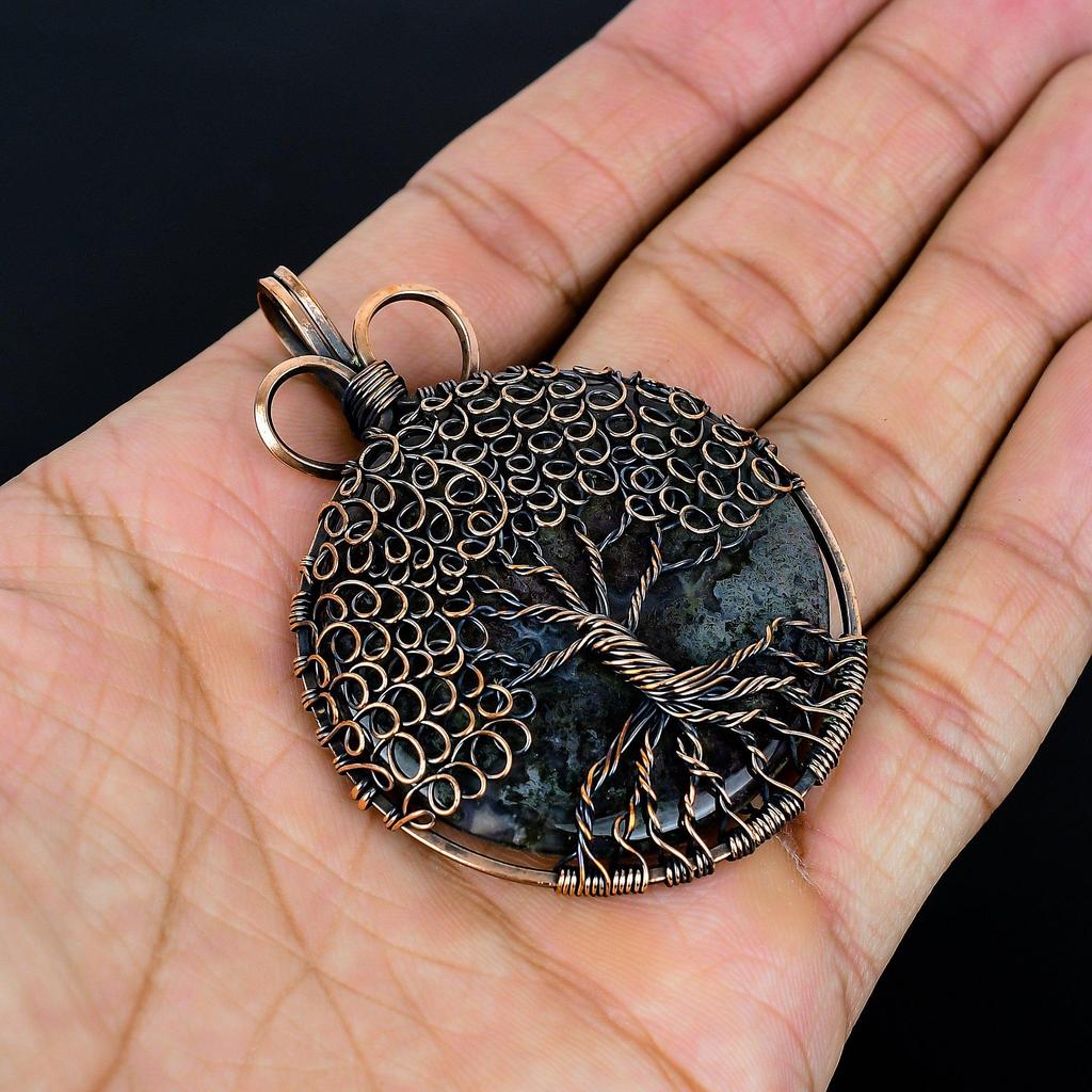 Larivikite 999 Copper Wire Wrapped Pendant, Handmade Gemstone Tree Of Life Pendant Jewelry, Gifts For Wife Brand New Pendant