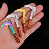 Portable Mini Sickle Pocket Knife Stainless Steel Camping EDC Knife Peeling Machine Fixed Blade Wooden Handle Kitchen