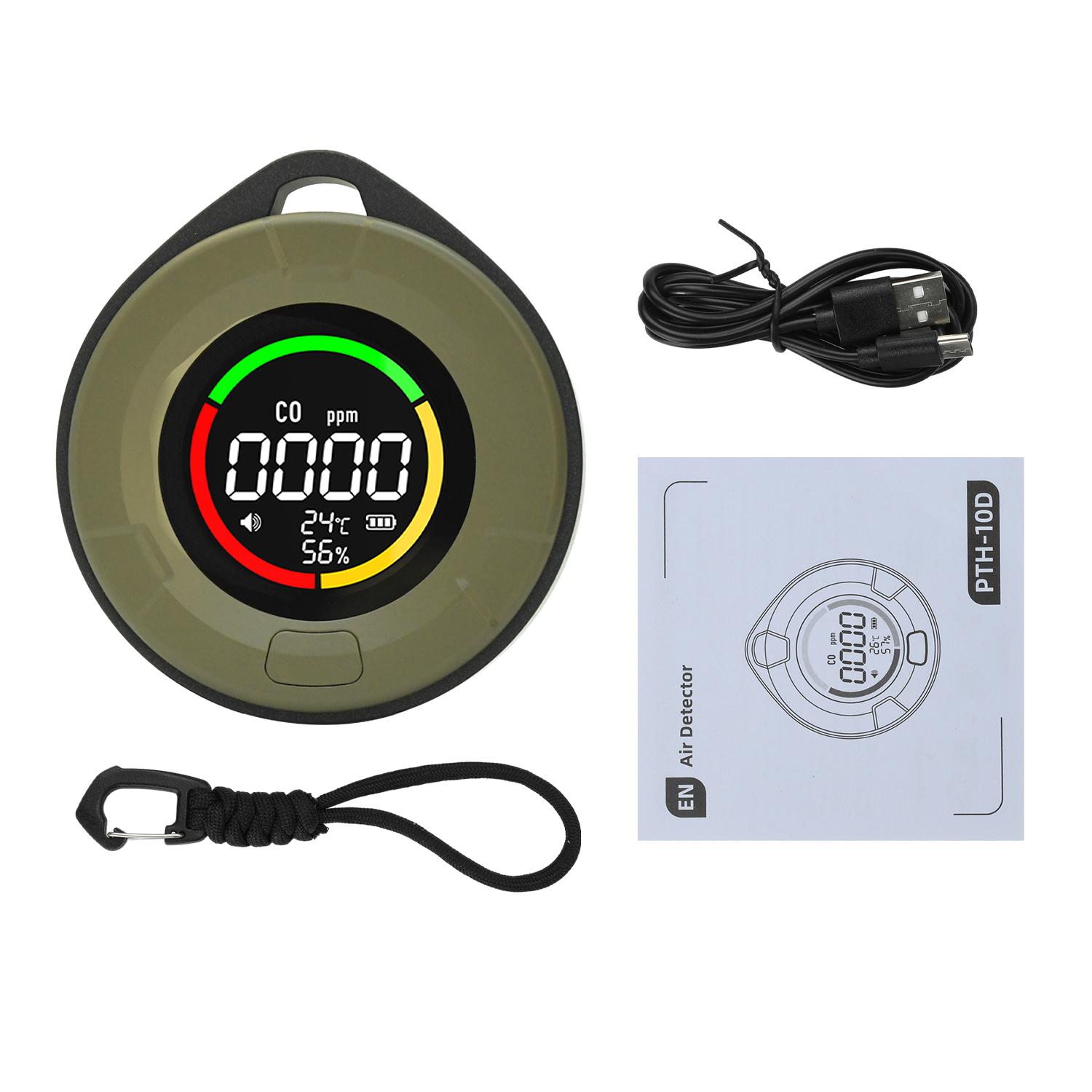 

PTH-10D Portable Air Quality Monitor 3 in 1 Carbon Monoxide Detector Temperature Humidity Monitor Tester