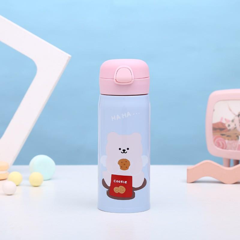 Stainless Steel Vacuum Insulated Kids Water Bottle With Flip Lid 350ml 500ml Leakproof Portable Thermos School Travel