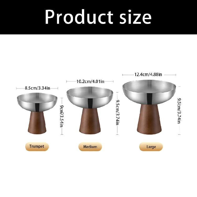 Wood Base And Stainless Steel Dessert Holder Elegant Serving Cup For Ice Cream Fruit Salad And Snacks