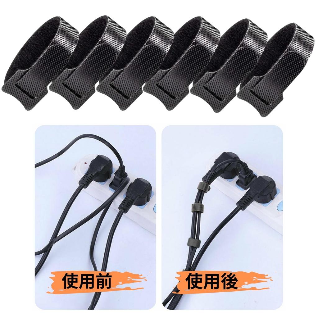 [Invoice Available] 60-Pack Black Cable Ties (15cm) with Velcro Closure, Cable Organizers, do&Positive