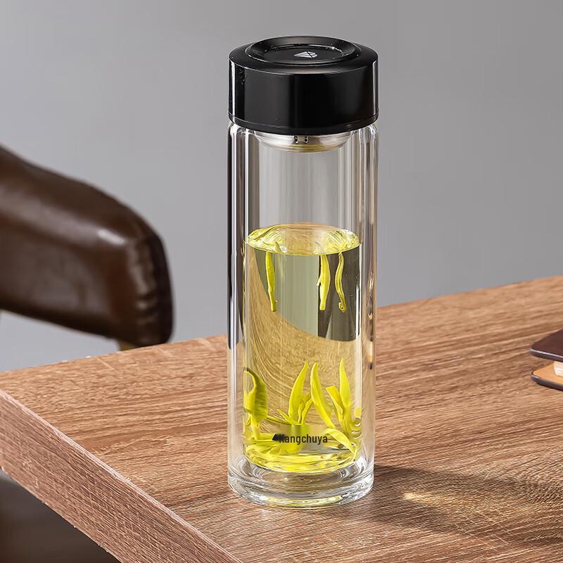 KANGCHUYA Double-Layer Glass Tea Infuser Bottle