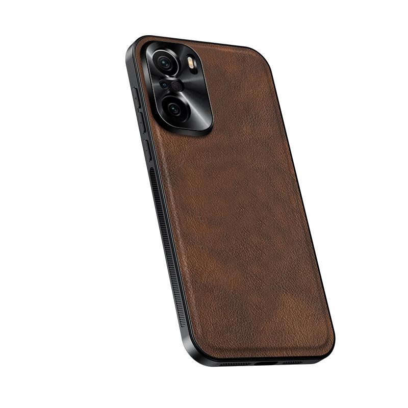 For Poco F3 Case Magnetic Elegant Leather Wear-Resistant Lens Fully Covered Non-Slip Grip Edge Cover Shell