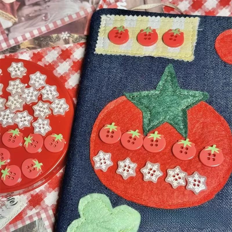 10PCS Cute Plastic Tomato Snowflake Buttons DIY 4-Holes Decoration Button Clothing Sewing Accessories Girl Kids
