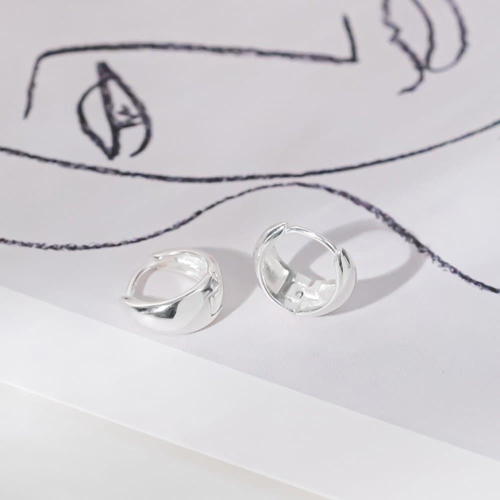 [Celebrity Wear] 925 Silver Anybold One-Touch Ring Earrings W