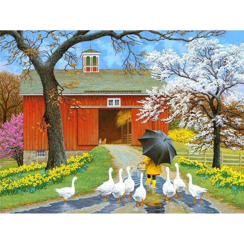 Neue 5D DIY Diamant Malerei Bauernhof Diamant Stickerei Landschaft Kreuz Stich Volle Runde Bohrer Handwerk Wohnkultur Manuelle Geschenk