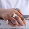 Hexagon Zinc Zinc Alloy Birthday Gift Letter Korean Style Ring Vintage Ring Fashion Jewelry Men Ring Set