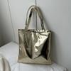 Glossy Tote Bag Women Shiny Solid Color Shoulder Bag High Capacity Faux Leather Handbag for Date Street Party Shopping