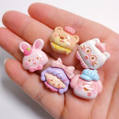 100Pcs Cartoon Animal Head Flatback Resin Cabochon Scrapbooking for Phone Decoration DIY Jewelry Making Accessories