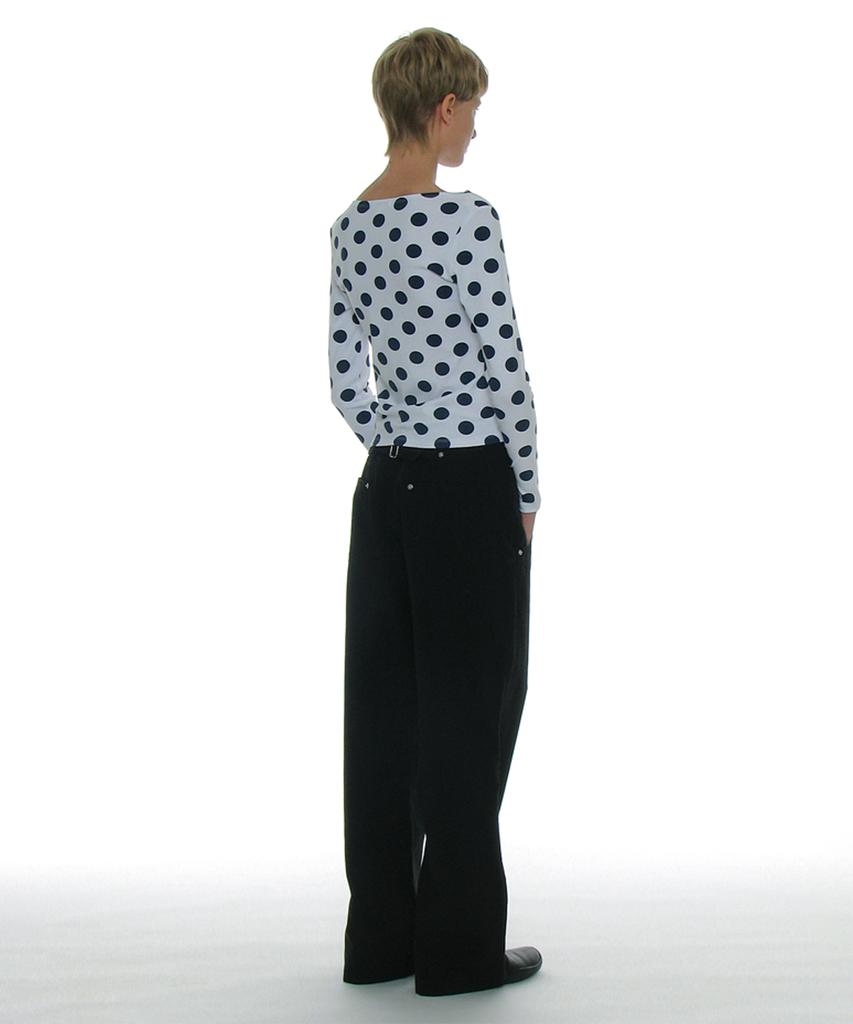 PARTIMENTO WOMEN Dot All-Over Printed Long Sleeve Tee_White